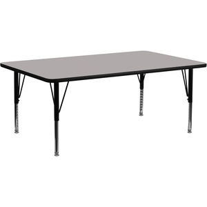 Flash Furniture Wren 30″W x 72″L Rectangular Grey HP Laminate Activity Table – Height Adjustable Short Legs(Grey)