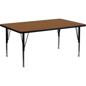 Flash Furniture Wren 30″W x 72″L Rectangular Grey HP Laminate Activity Table – Height Adjustable Short Legs(Oak)