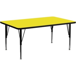 Flash Furniture Wren 30″W x 72″L Rectangular Grey HP Laminate Activity Table – Height Adjustable Short Legs(Yellow)