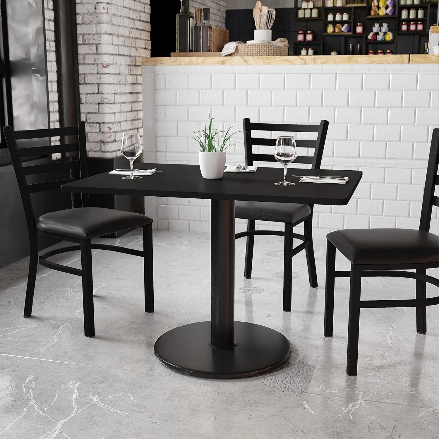 image:imageFlash Furniture 30 x 42 Rectangular Black Laminate Table Top with 24 Round Table Height BaseBlack