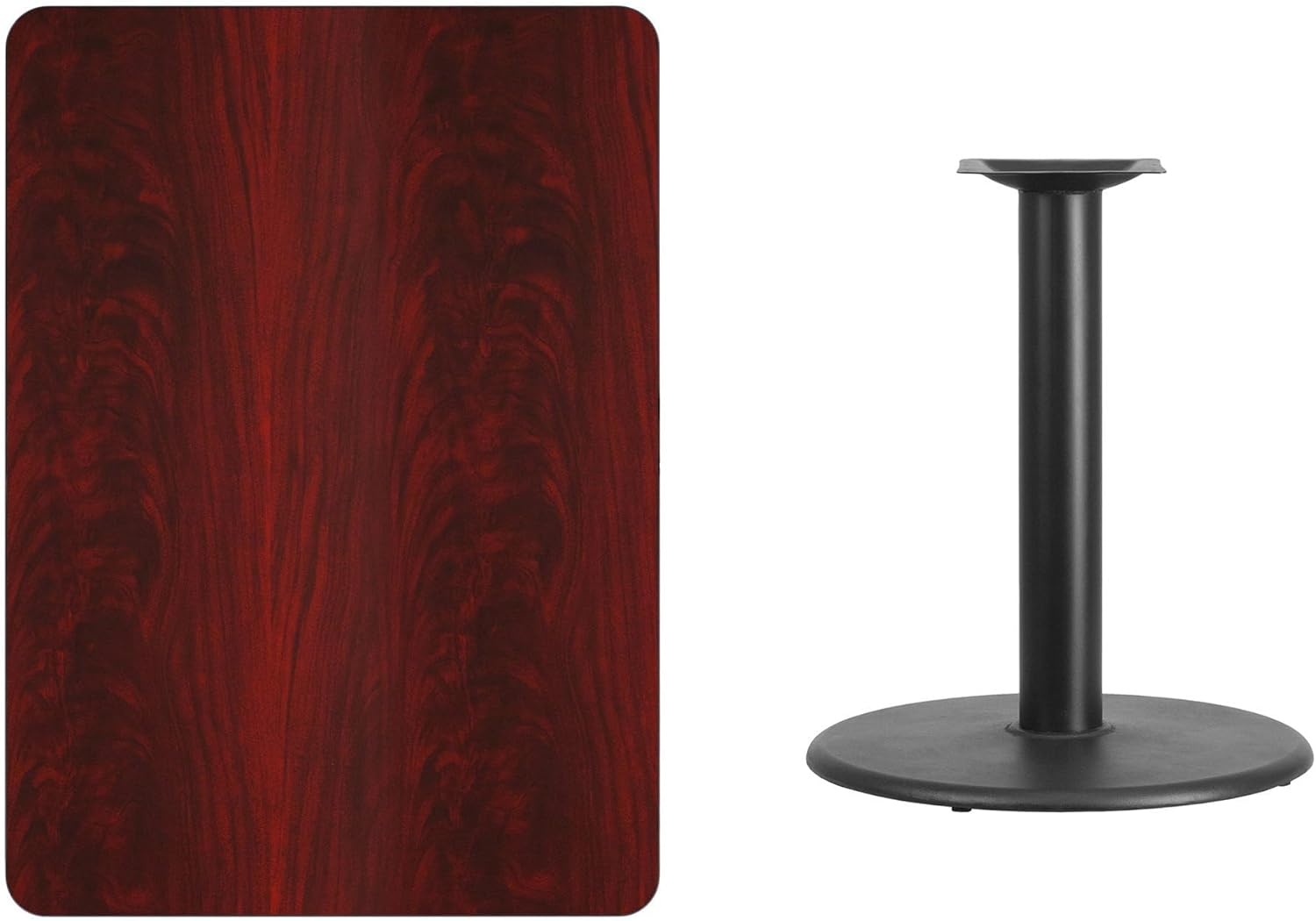 image:imageFlash Furniture 30 x 42 Rectangular Black Laminate Table Top with 24 Round Table Height BaseMahogany