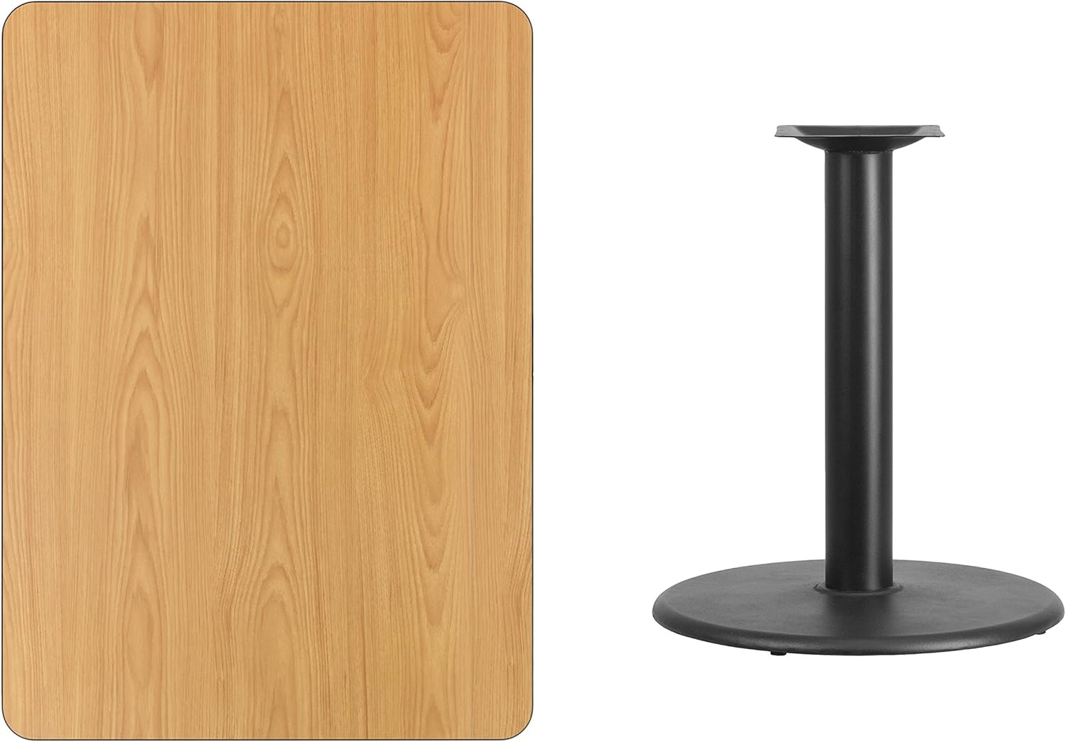 image:imageFlash Furniture 30 x 42 Rectangular Black Laminate Table Top with 24 Round Table Height BaseNatural
