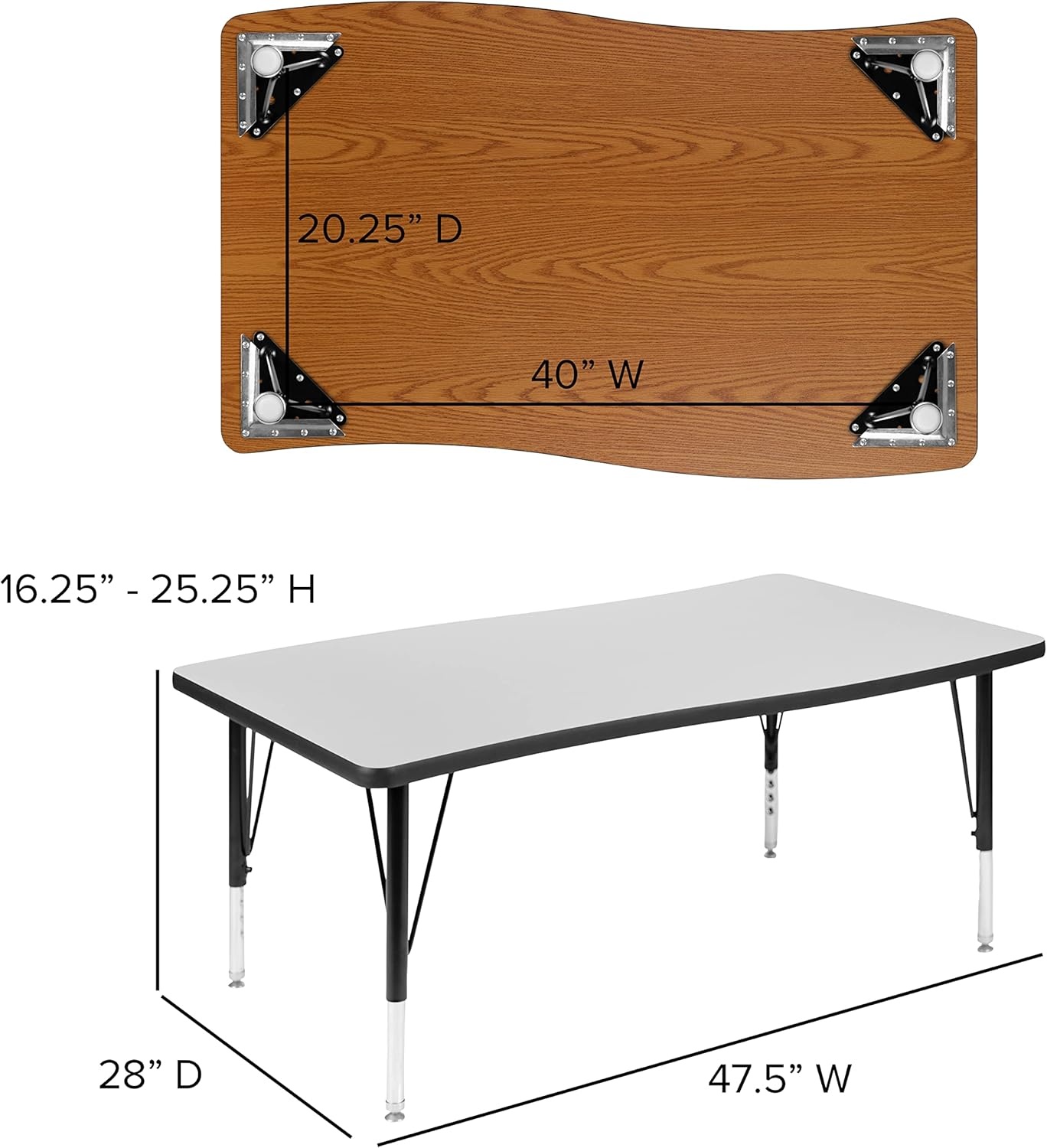 image:imageFlash Furniture 76 Oval Wave Collaborative Laminate Activity Table Set with 14 Student Stack Chairs GreyBlackGrey