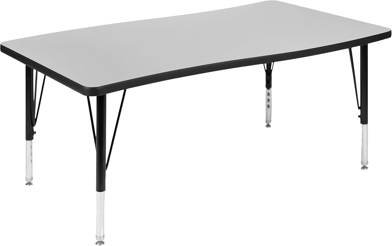 image:imageFlash Furniture 76 Oval Wave Collaborative Laminate Activity Table Set with 14 Student Stack Chairs GreyBlackGrey
