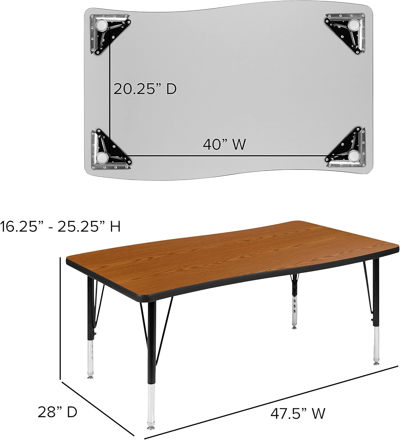 image:imageFlash Furniture 76 Oval Wave Collaborative Laminate Activity Table Set with 14 Student Stack Chairs GreyBlackOak