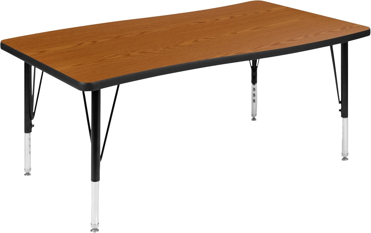 image:imageFlash Furniture 76 Oval Wave Collaborative Laminate Activity Table Set with 14 Student Stack Chairs GreyBlackOak