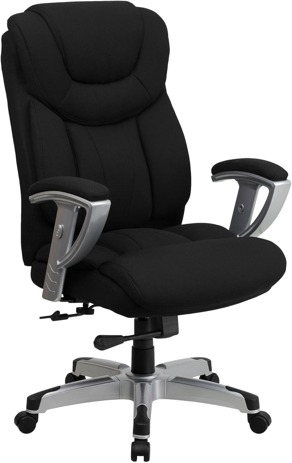 image:imageFlash Furniture HERCULES Series Big amp Tall 400 lb Rated Black LeatherSoft Executive Ergonomic Office Chair with Silver Adjustable ArmsBlack Fabric