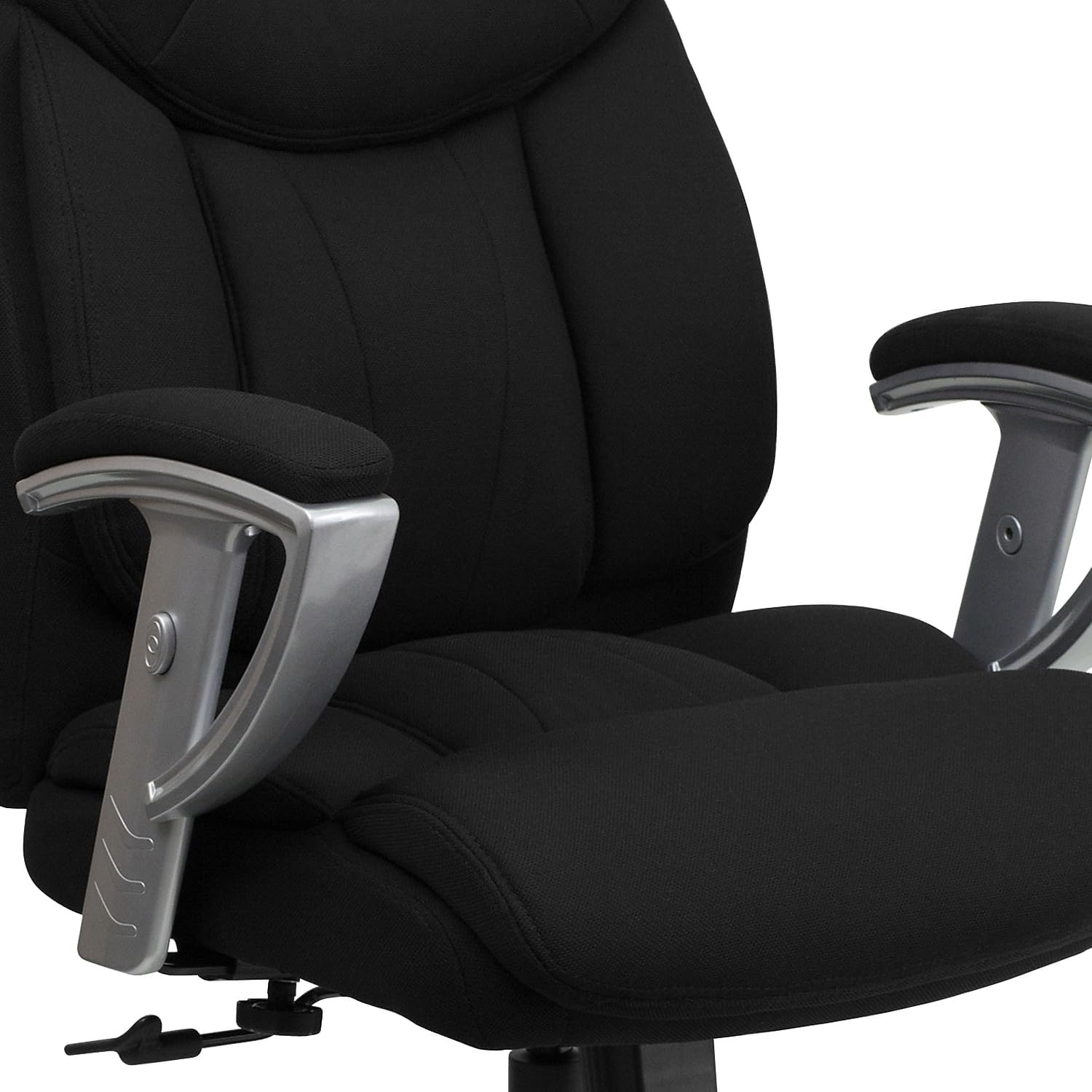 image:imageFlash Furniture HERCULES Series Big amp Tall 400 lb Rated Black LeatherSoft Executive Ergonomic Office Chair with Silver Adjustable ArmsBlack Fabric