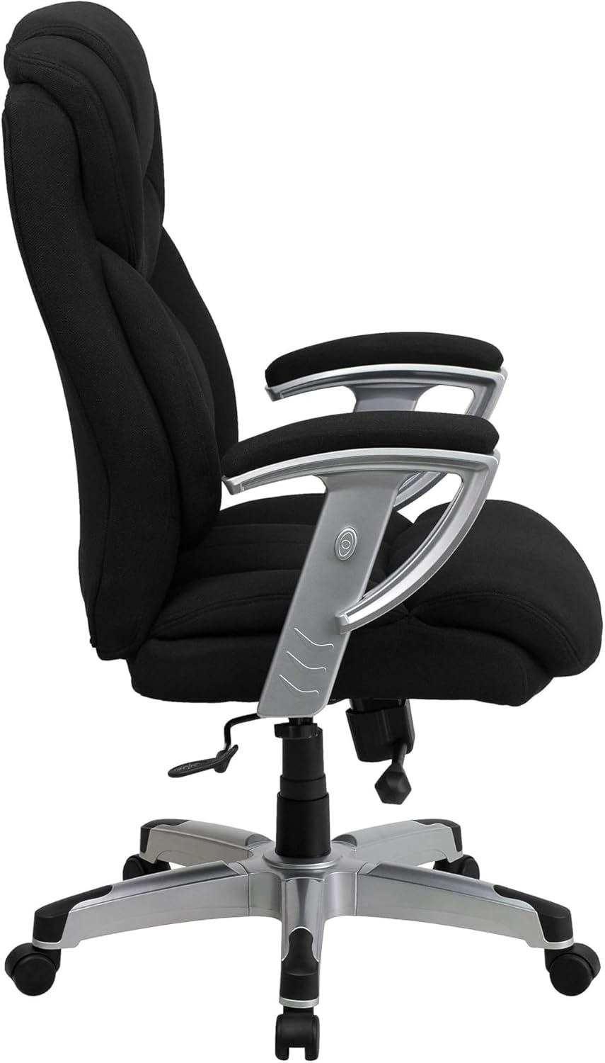 image:imageFlash Furniture HERCULES Series Big amp Tall 400 lb Rated Black LeatherSoft Executive Ergonomic Office Chair with Silver Adjustable ArmsBlack Fabric