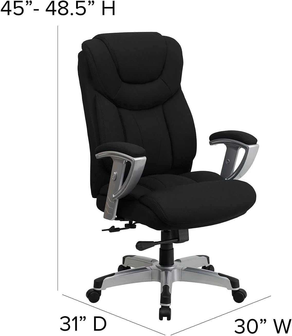 image:imageFlash Furniture HERCULES Series Big amp Tall 400 lb Rated Black LeatherSoft Executive Ergonomic Office Chair with Silver Adjustable ArmsBlack Fabric