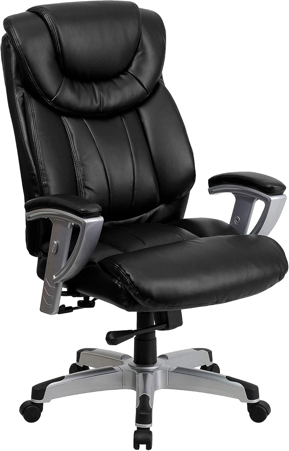 image:imageFlash Furniture HERCULES Series Big amp Tall 400 lb Rated Black LeatherSoft Executive Ergonomic Office Chair with Silver Adjustable ArmsBlack Leathersoft