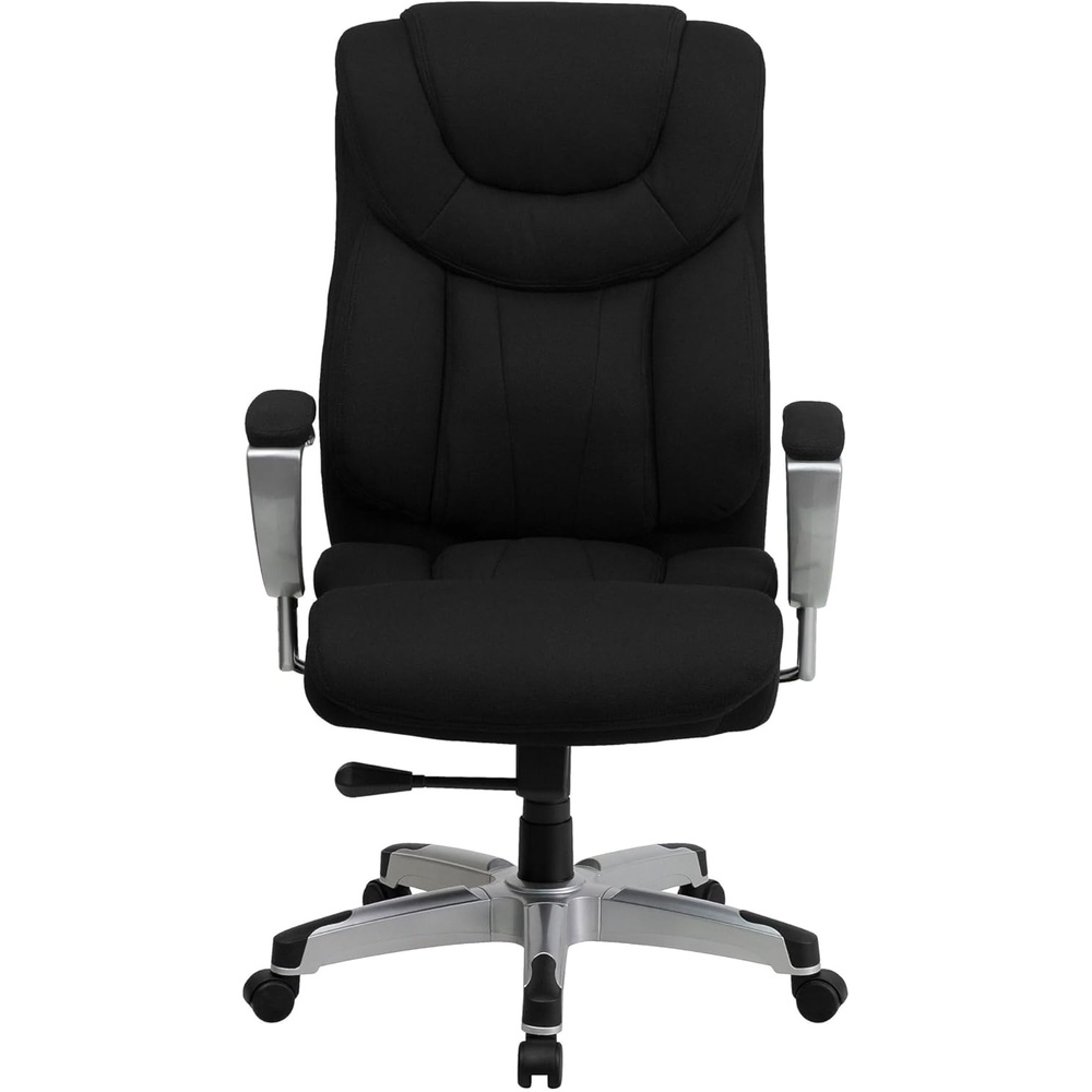 image:imageFlash Furniture HERCULES Series Big amp Tall 400 lb Rated Black LeatherSoft Executive Ergonomic Office Chair with Silver Adjustable ArmsBlack Fabric