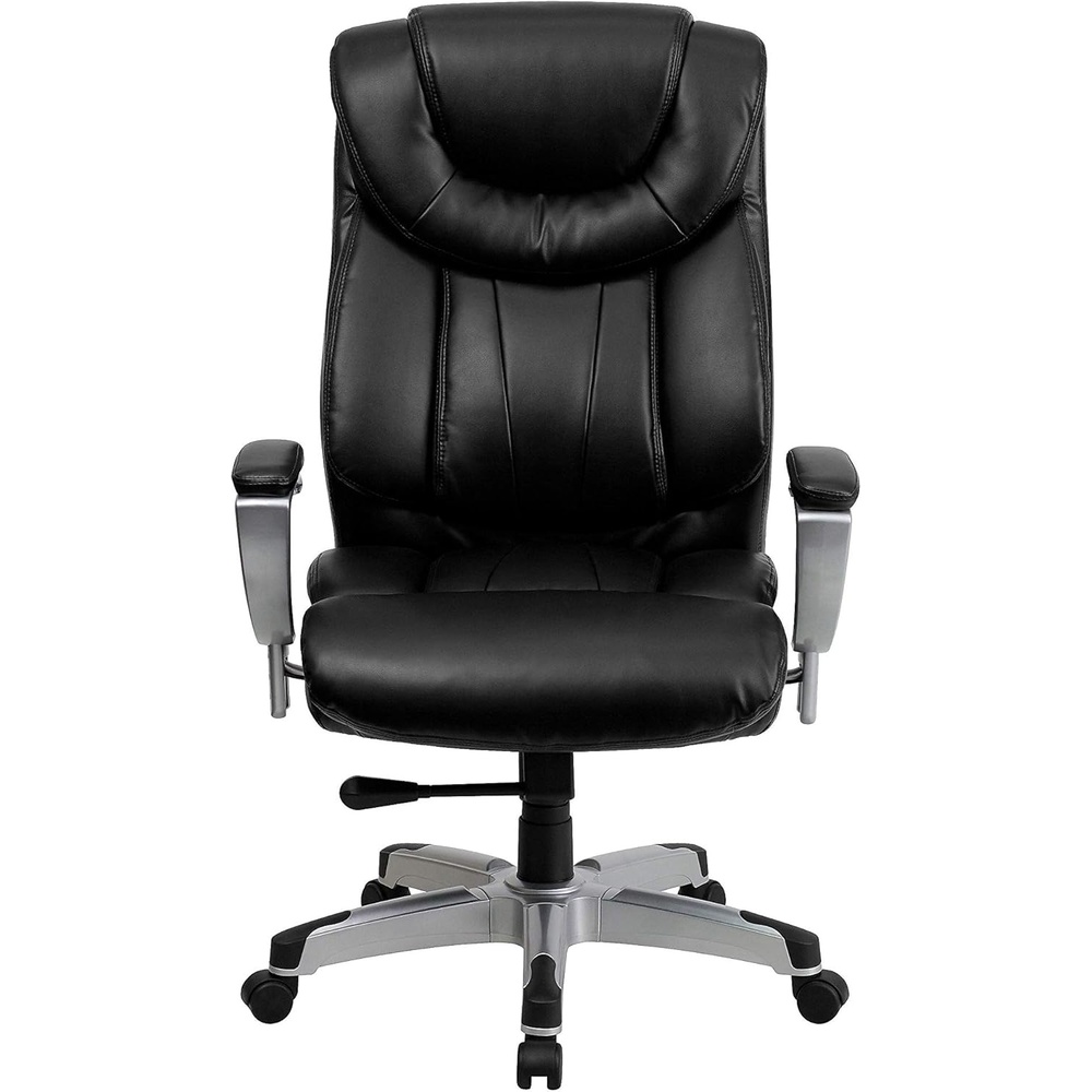 image:imageFlash Furniture HERCULES Series Big amp Tall 400 lb Rated Black LeatherSoft Executive Ergonomic Office Chair with Silver Adjustable ArmsBlack Leathersoft