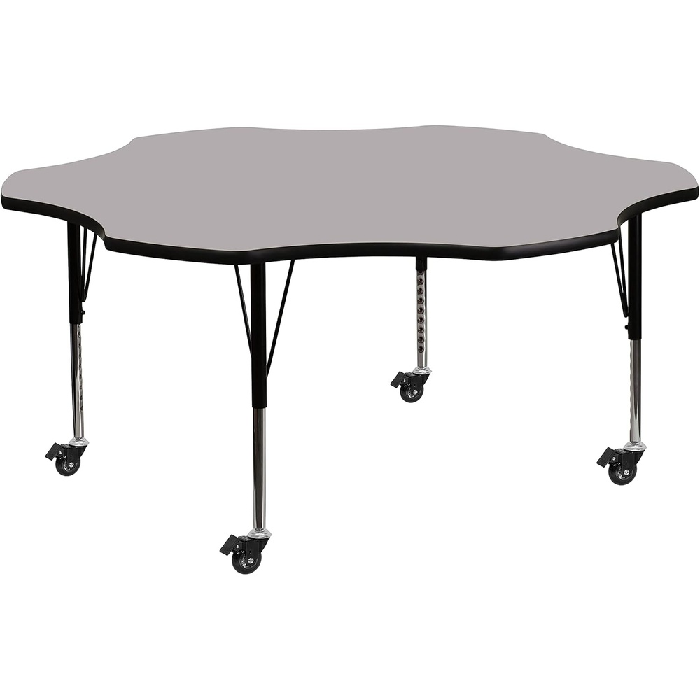 image:imageFlash Furniture Wren Mobile 60 Flower Grey Thermal Laminate Activity Table Height Adjustable Short LegsGrey