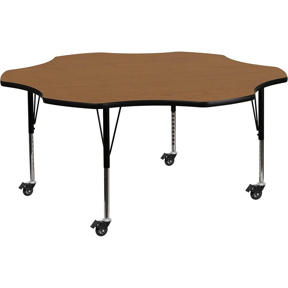 image:imageFlash Furniture Wren Mobile 60 Flower Grey Thermal Laminate Activity Table Height Adjustable Short LegsOak