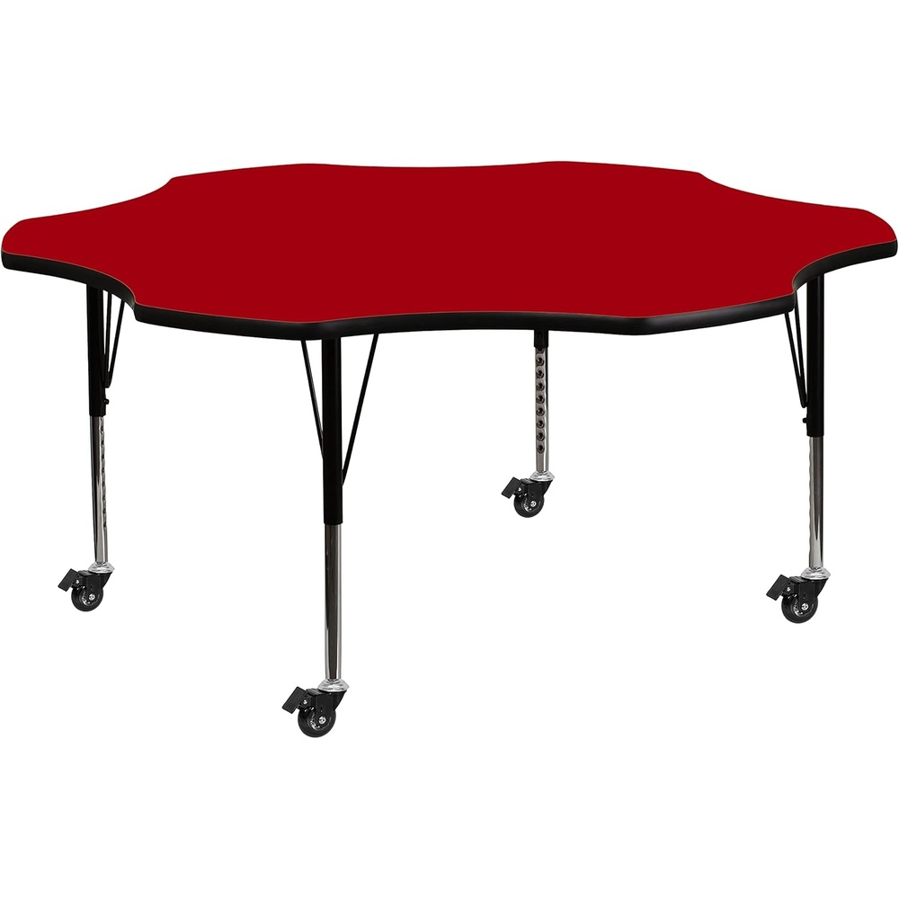 image:imageFlash Furniture Wren Mobile 60 Flower Grey Thermal Laminate Activity Table Height Adjustable Short LegsRed