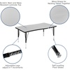 Flash Furniture 76″ Oval Wave Collaborative Laminate Activity Table Set with 14″ Student Stack Chairs, Grey/Black(Grey)