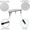 Flash Furniture 76″ Oval Wave Collaborative Laminate Activity Table Set with 14″ Student Stack Chairs, Grey/Black(Grey)