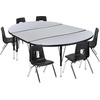 Flash Furniture 76″ Oval Wave Collaborative Laminate Activity Table Set with 14″ Student Stack Chairs, Grey/Black(Grey)