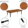 Flash Furniture 76″ Oval Wave Collaborative Laminate Activity Table Set with 14″ Student Stack Chairs, Grey/Black(Oak)