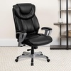 Flash Furniture HERCULES Series Big & Tall 400 lb. Rated Black LeatherSoft Executive Ergonomic Office Chair with Silver Adjustable Arms(Black Leathersoft)