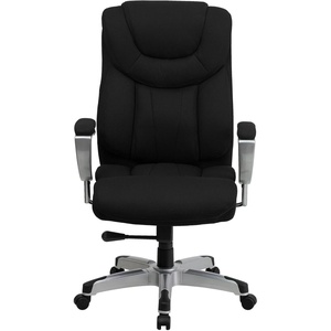 Flash Furniture HERCULES Series Big & Tall 400 lb. Rated Black LeatherSoft Executive Ergonomic Office Chair with Silver Adjustable Arms(Black Fabric)