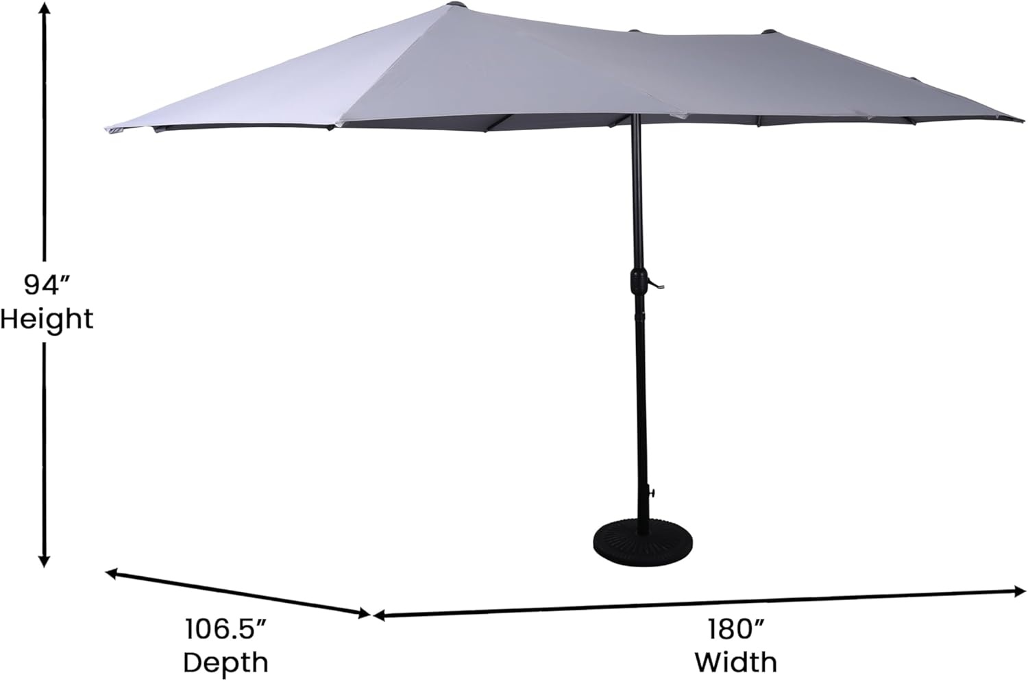 image:imageFlash Furniture Elizabeth Triple Head Patio Umbrella Commercial Grade Umbrella with Easy Lift Crank Function Water and Weather Resistant 15 FT TanGray