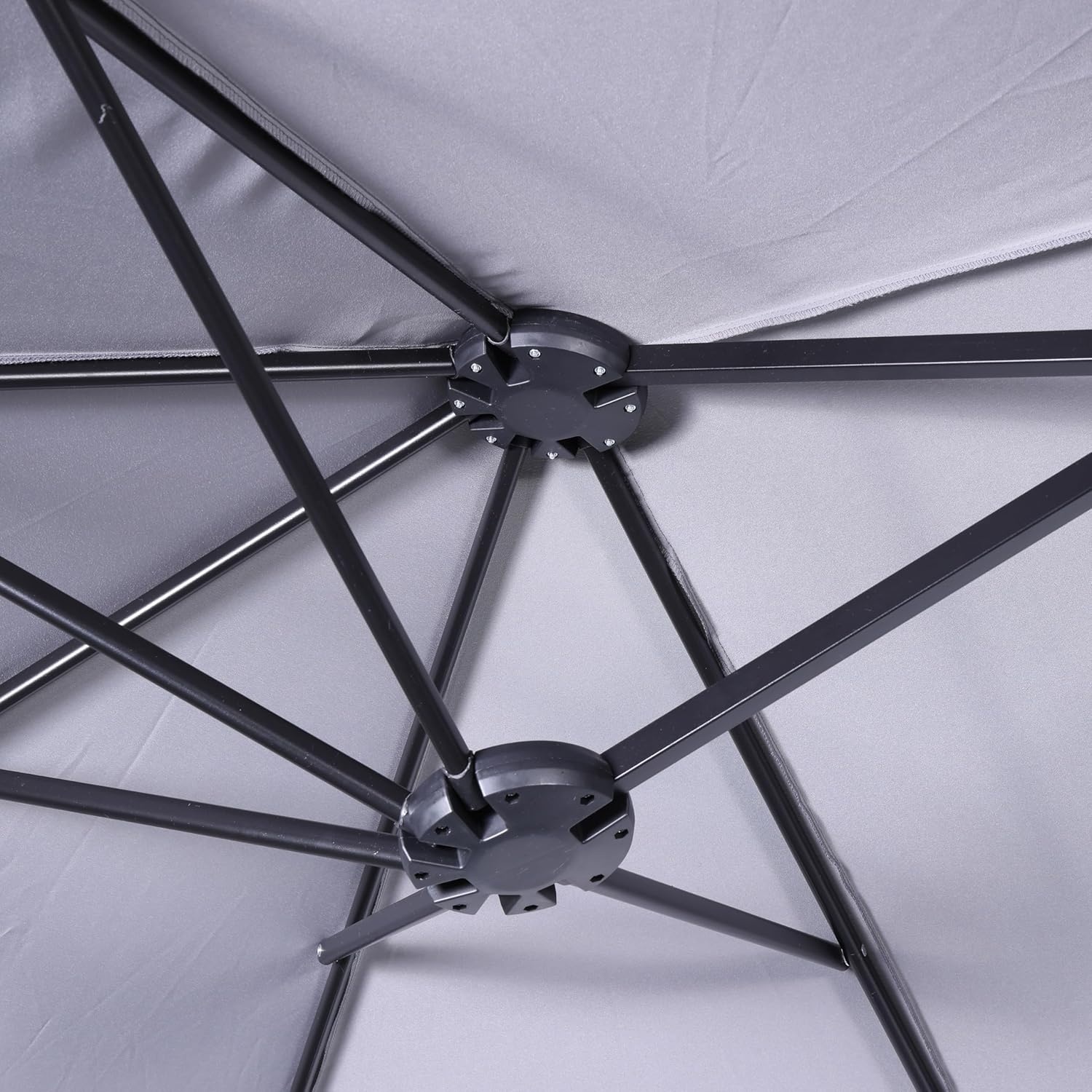 image:imageFlash Furniture Elizabeth Triple Head Patio Umbrella Commercial Grade Umbrella with Easy Lift Crank Function Water and Weather Resistant 15 FT TanGray