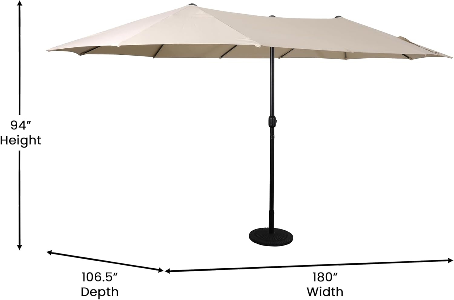 image:imageFlash Furniture Elizabeth Triple Head Patio Umbrella Commercial Grade Umbrella with Easy Lift Crank Function Water and Weather Resistant 15 FT TanTan