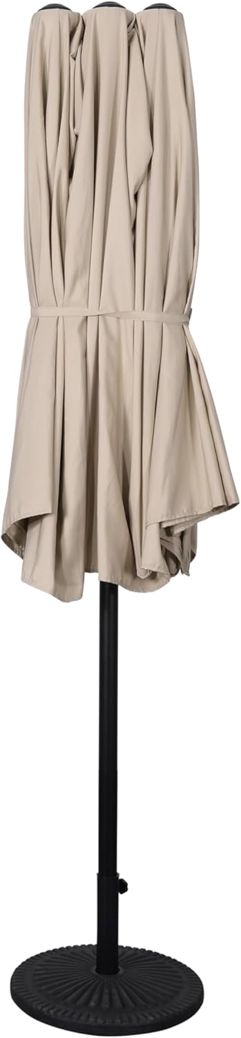image:imageFlash Furniture Elizabeth Triple Head Patio Umbrella Commercial Grade Umbrella with Easy Lift Crank Function Water and Weather Resistant 15 FT TanTan