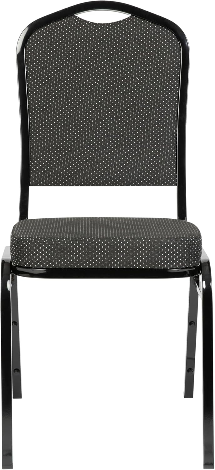image:imageFlash Furniture HERCULES Series Crown Back Stacking Banquet Chair in Gray Fabric Silver Vein FrameBlack Dot Patterned FabricBlack Frame