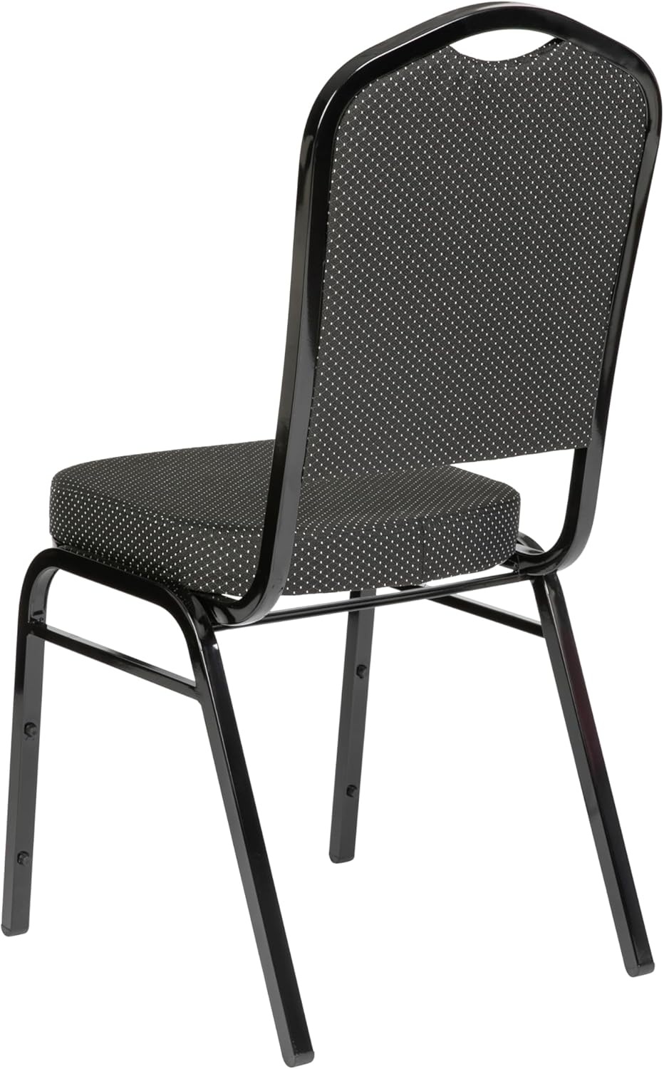 image:imageFlash Furniture HERCULES Series Crown Back Stacking Banquet Chair in Gray Fabric Silver Vein FrameBlack Dot Patterned FabricBlack Frame