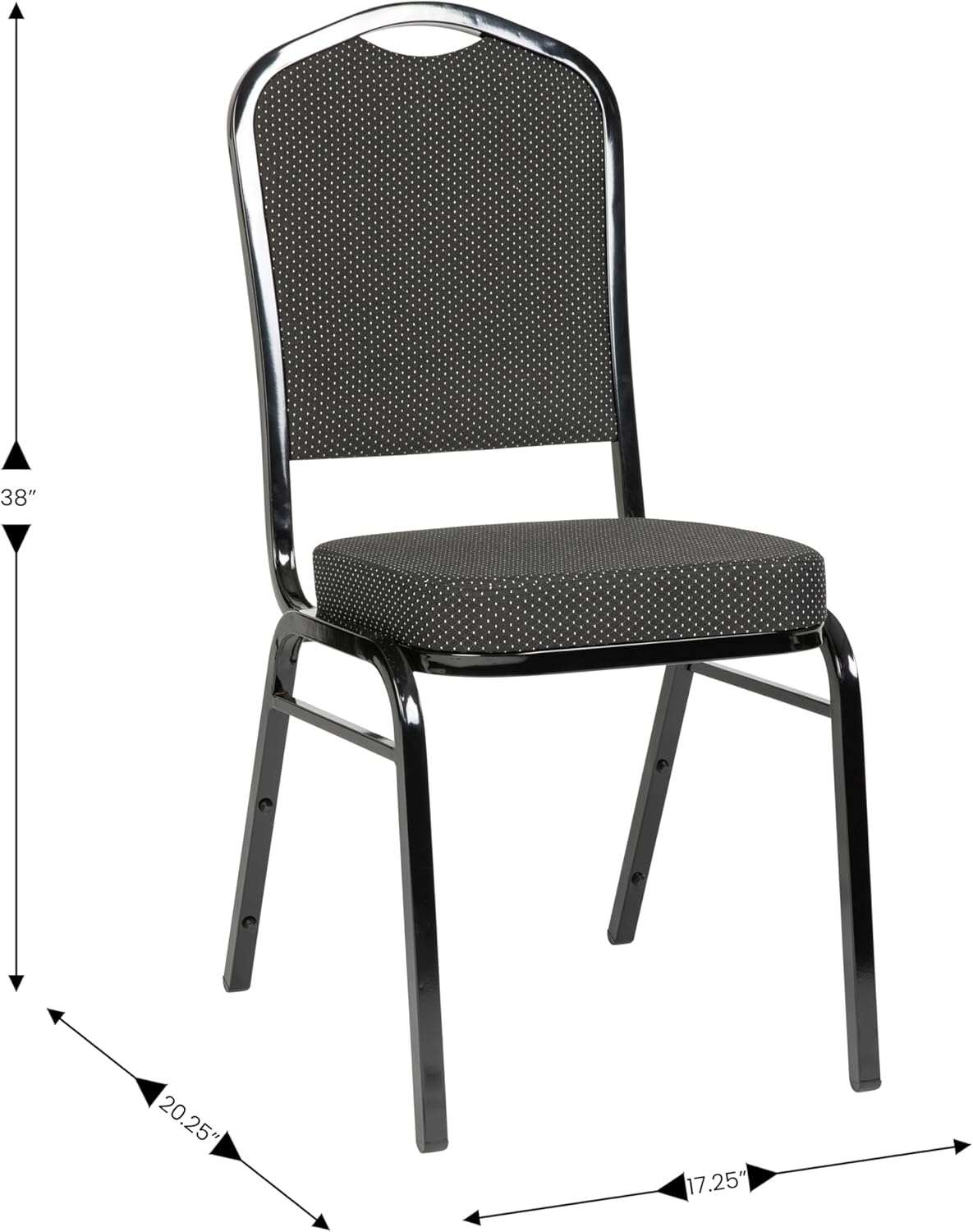 image:imageFlash Furniture HERCULES Series Crown Back Stacking Banquet Chair in Gray Fabric Silver Vein FrameBlack Dot Patterned FabricBlack Frame