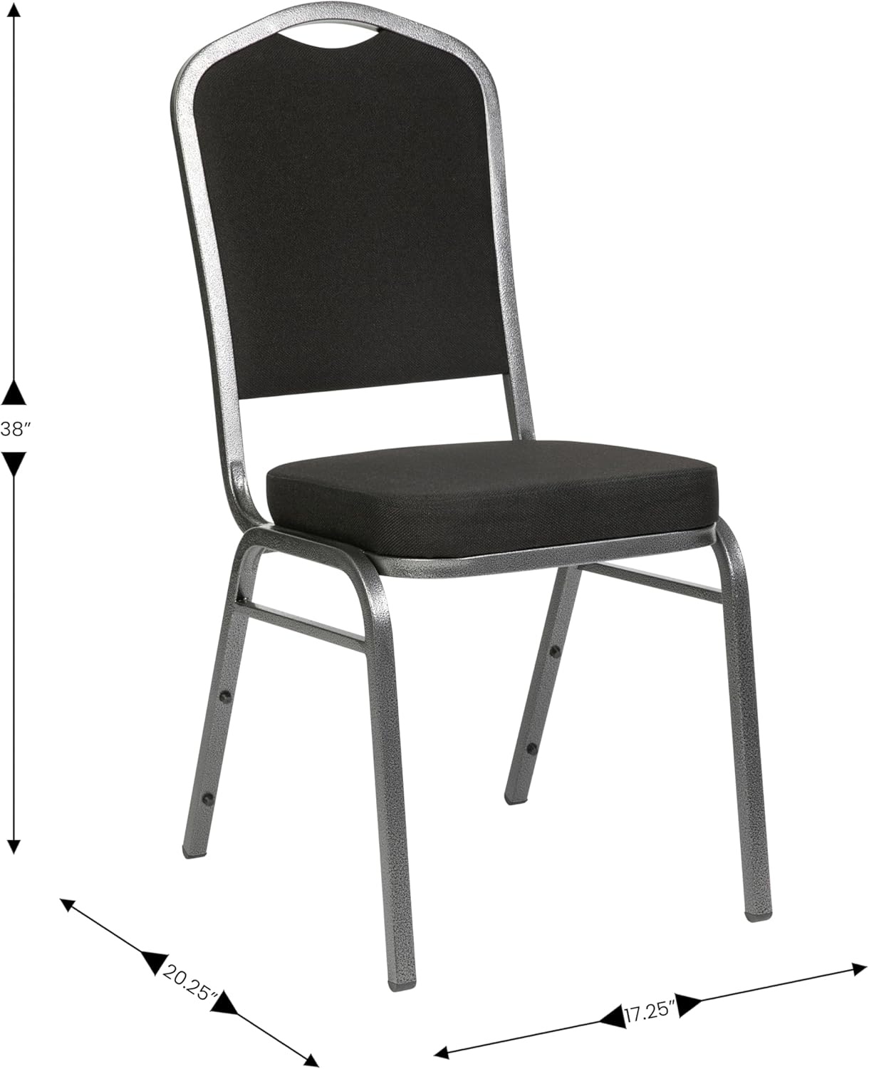 image:imageFlash Furniture HERCULES Series Crown Back Stacking Banquet Chair in Gray Fabric Silver Vein FrameBlack FabricSilver Vein Frame