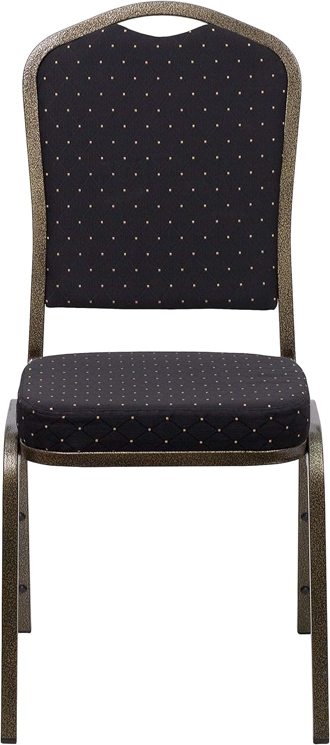 image:imageFlash Furniture HERCULES Series Crown Back Stacking Banquet Chair in Gray Fabric Silver Vein FrameBlack Patterned FabricGold Vein Frame