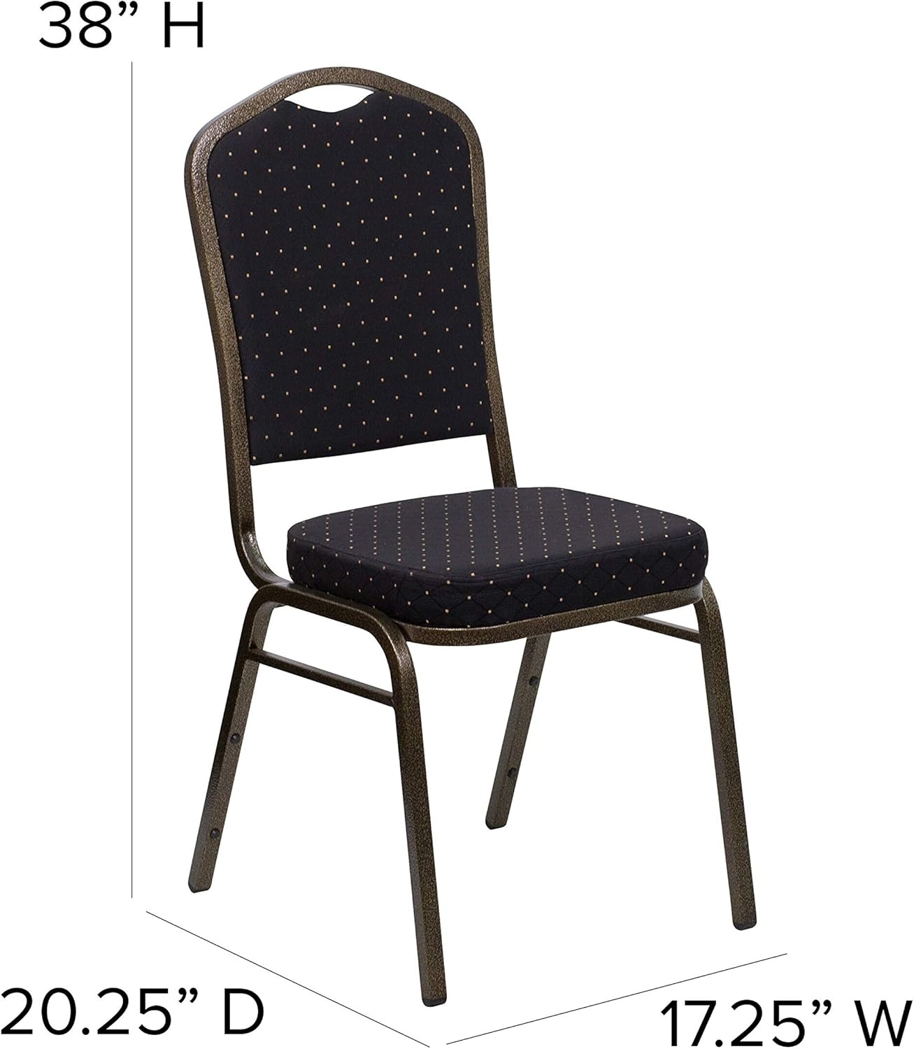 image:imageFlash Furniture HERCULES Series Crown Back Stacking Banquet Chair in Gray Fabric Silver Vein FrameBlack Patterned FabricGold Vein Frame