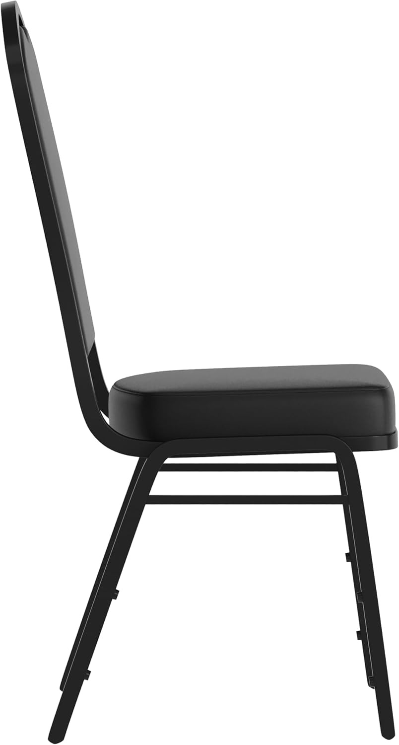 image:imageFlash Furniture HERCULES Series Crown Back Stacking Banquet Chair in Gray Fabric Silver Vein FrameBlack VinylBlack Frame