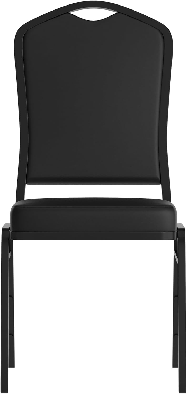 image:imageFlash Furniture HERCULES Series Crown Back Stacking Banquet Chair in Gray Fabric Silver Vein FrameBlack VinylBlack Frame