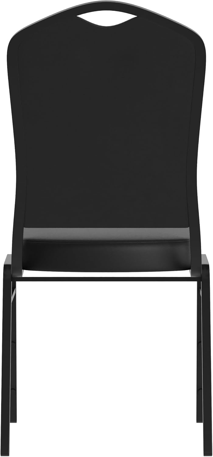image:imageFlash Furniture HERCULES Series Crown Back Stacking Banquet Chair in Gray Fabric Silver Vein FrameBlack VinylBlack Frame