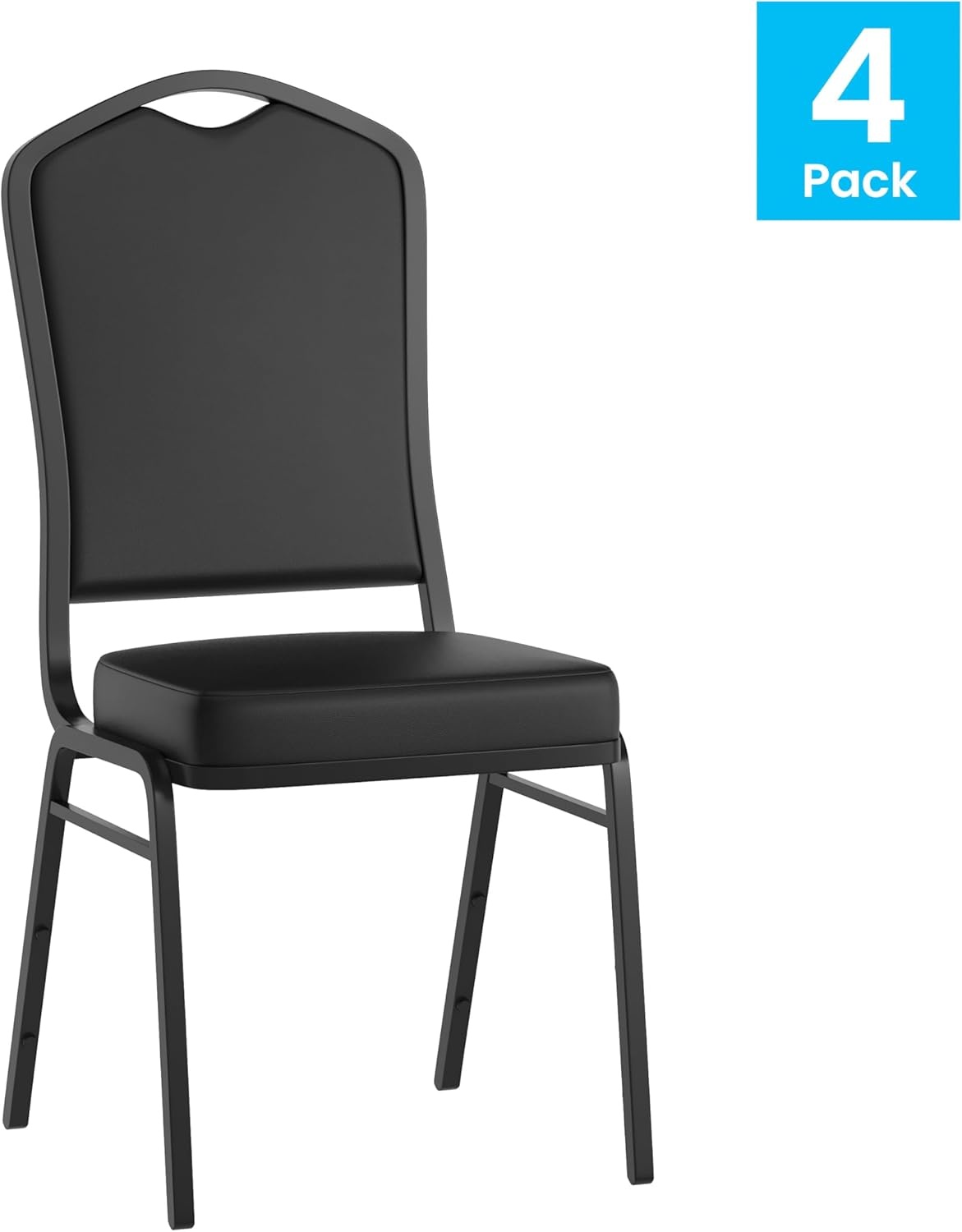 image:imageFlash Furniture HERCULES Series Crown Back Stacking Banquet Chair in Gray Fabric Silver Vein FrameBlack VinylBlack Frame