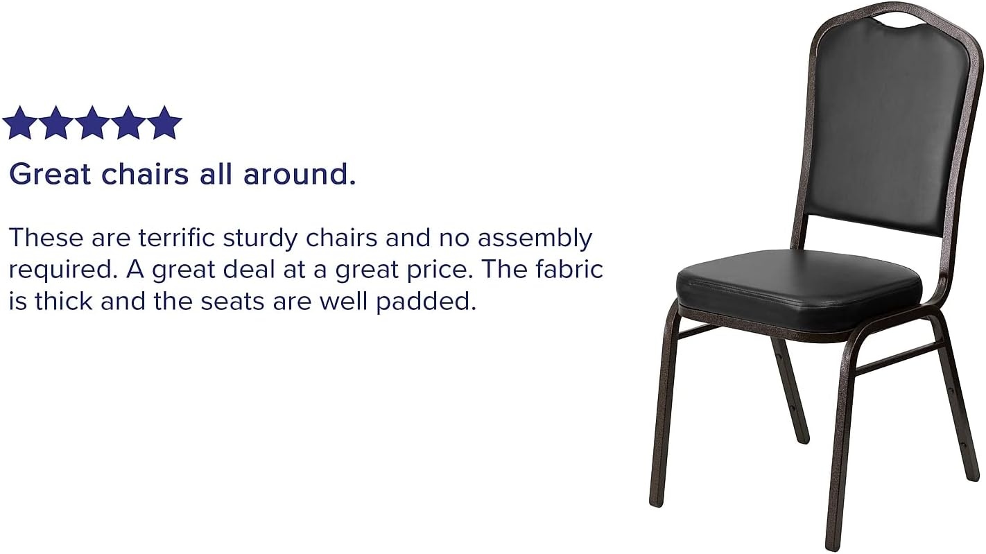 image:imageFlash Furniture HERCULES Series Crown Back Stacking Banquet Chair in Gray Fabric Silver Vein FrameBlack VinylGold Vein Frame