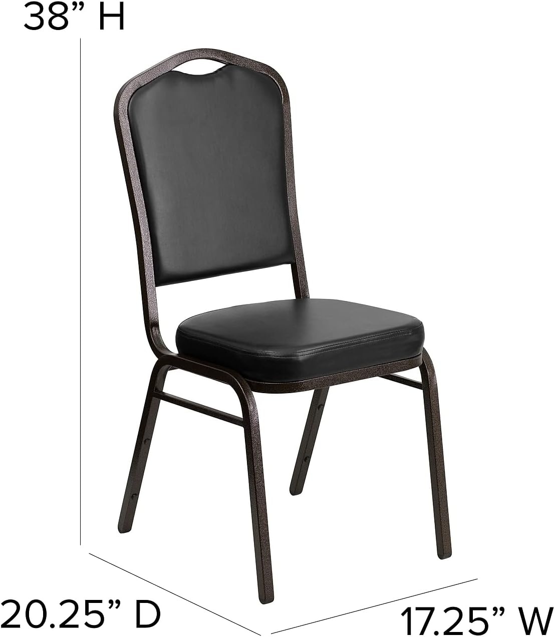 image:imageFlash Furniture HERCULES Series Crown Back Stacking Banquet Chair in Gray Fabric Silver Vein FrameBlack VinylGold Vein Frame