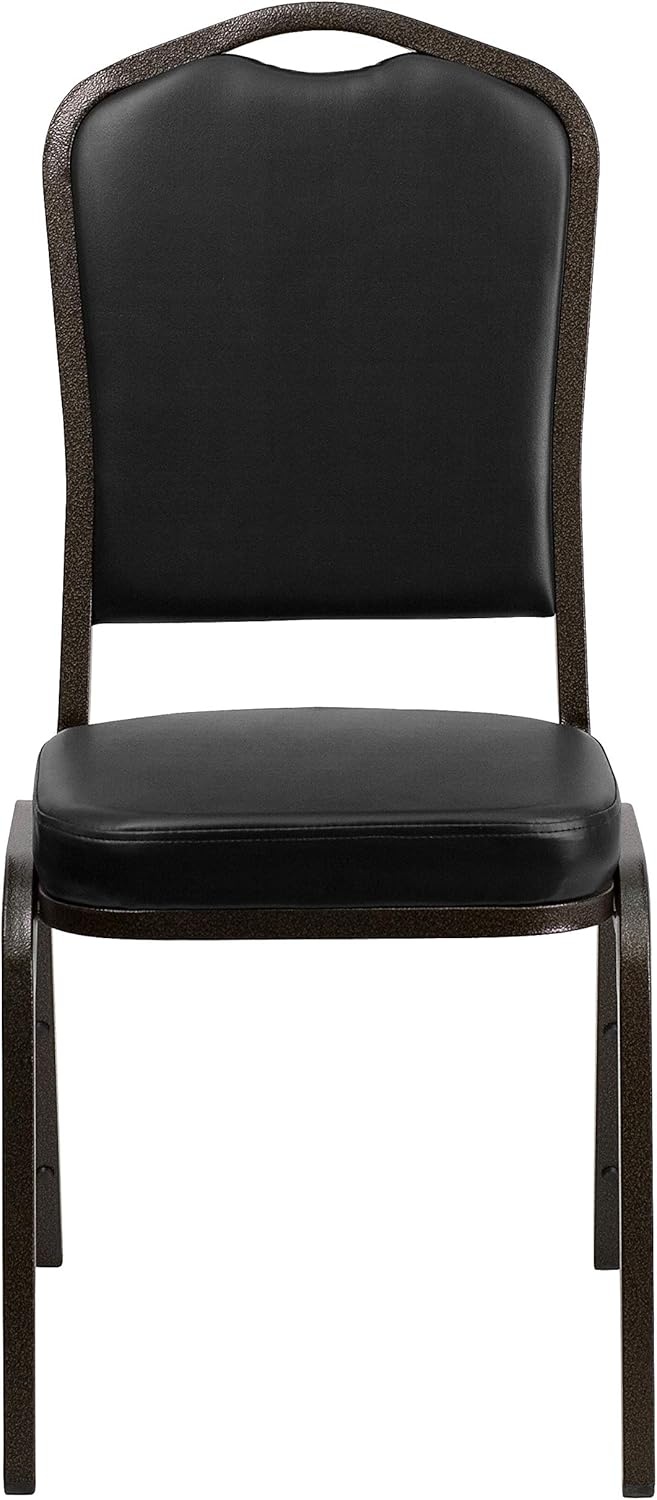 image:imageFlash Furniture HERCULES Series Crown Back Stacking Banquet Chair in Gray Fabric Silver Vein FrameBlack VinylGold Vein Frame