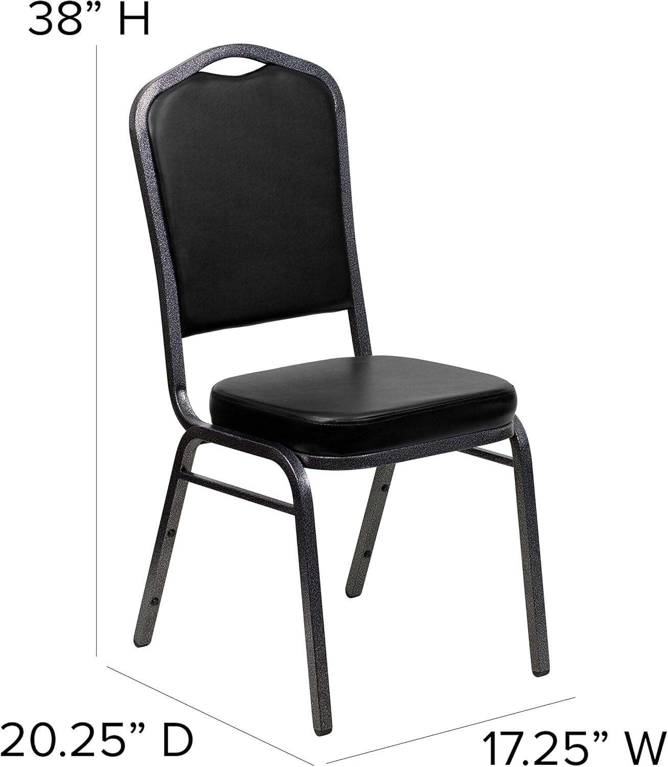 image:imageFlash Furniture HERCULES Series Crown Back Stacking Banquet Chair in Gray Fabric Silver Vein FrameBlack VinylSilver Vein Frame