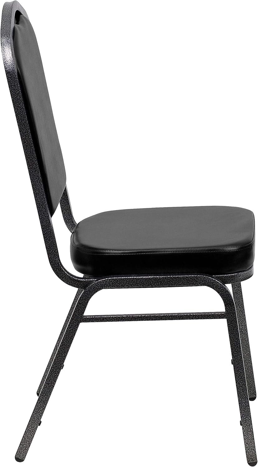 image:imageFlash Furniture HERCULES Series Crown Back Stacking Banquet Chair in Gray Fabric Silver Vein FrameBlack VinylSilver Vein Frame