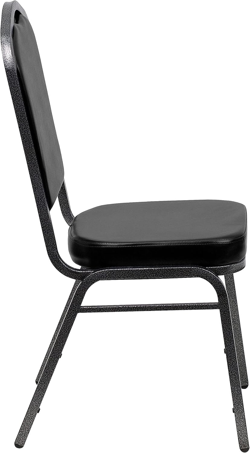 image:imageFlash Furniture HERCULES Series Crown Back Stacking Banquet Chair in Gray Fabric Silver Vein FrameBlack VinylSilver Vein Frame