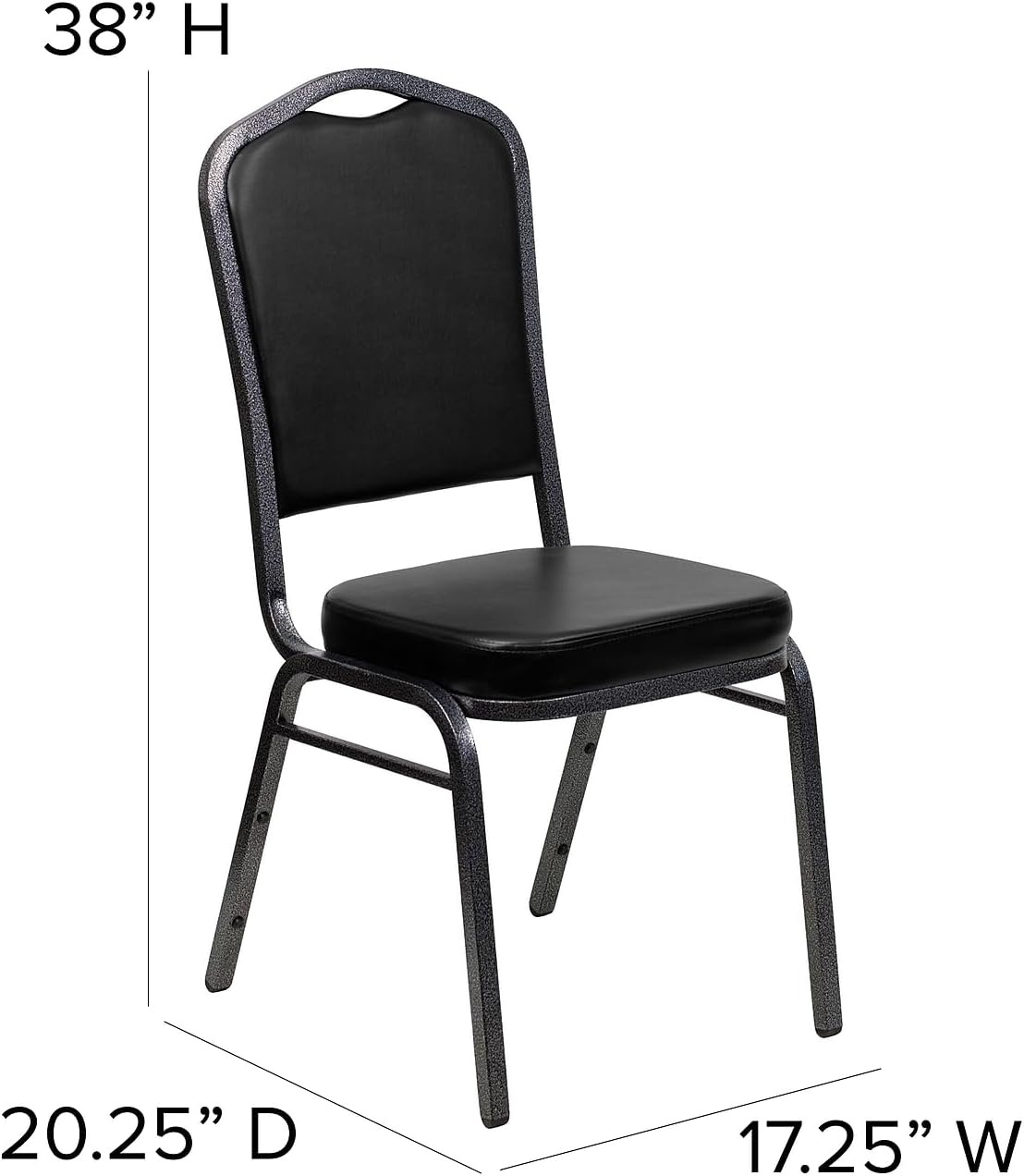 image:imageFlash Furniture HERCULES Series Crown Back Stacking Banquet Chair in Gray Fabric Silver Vein FrameBlack VinylSilver Vein Frame