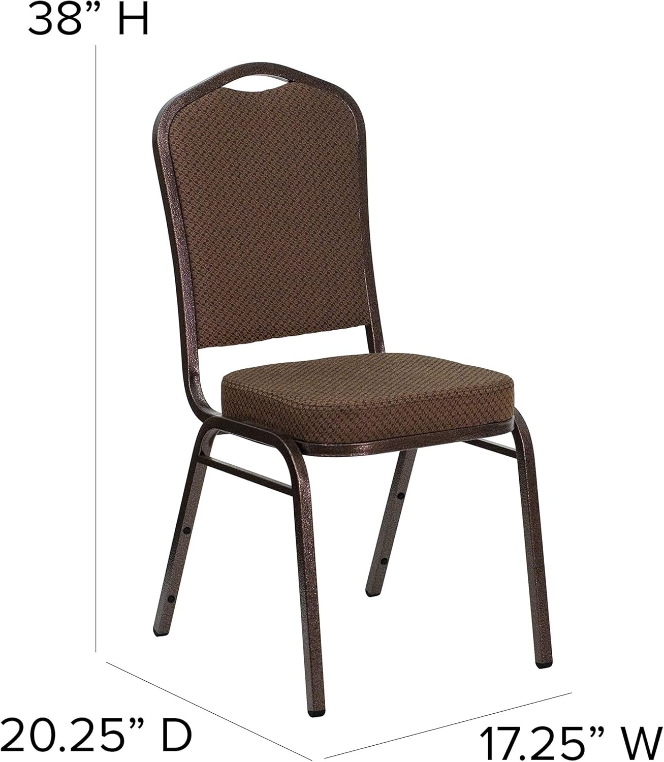image:imageFlash Furniture HERCULES Series Crown Back Stacking Banquet Chair in Gray Fabric Silver Vein FrameBrown Patterned FabricCopper Vein Frame