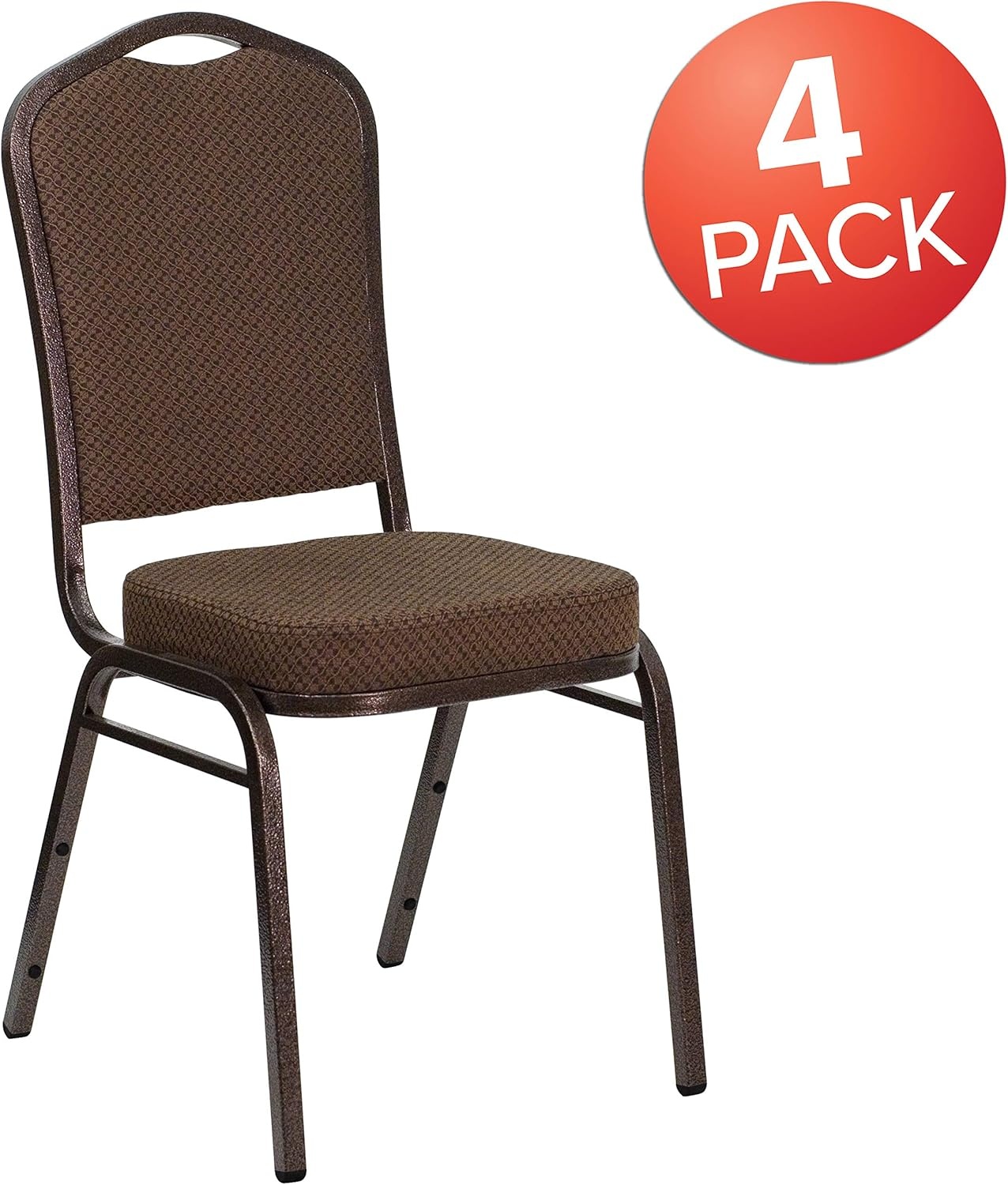 image:imageFlash Furniture HERCULES Series Crown Back Stacking Banquet Chair in Gray Fabric Silver Vein FrameBrown Patterned FabricCopper Vein Frame