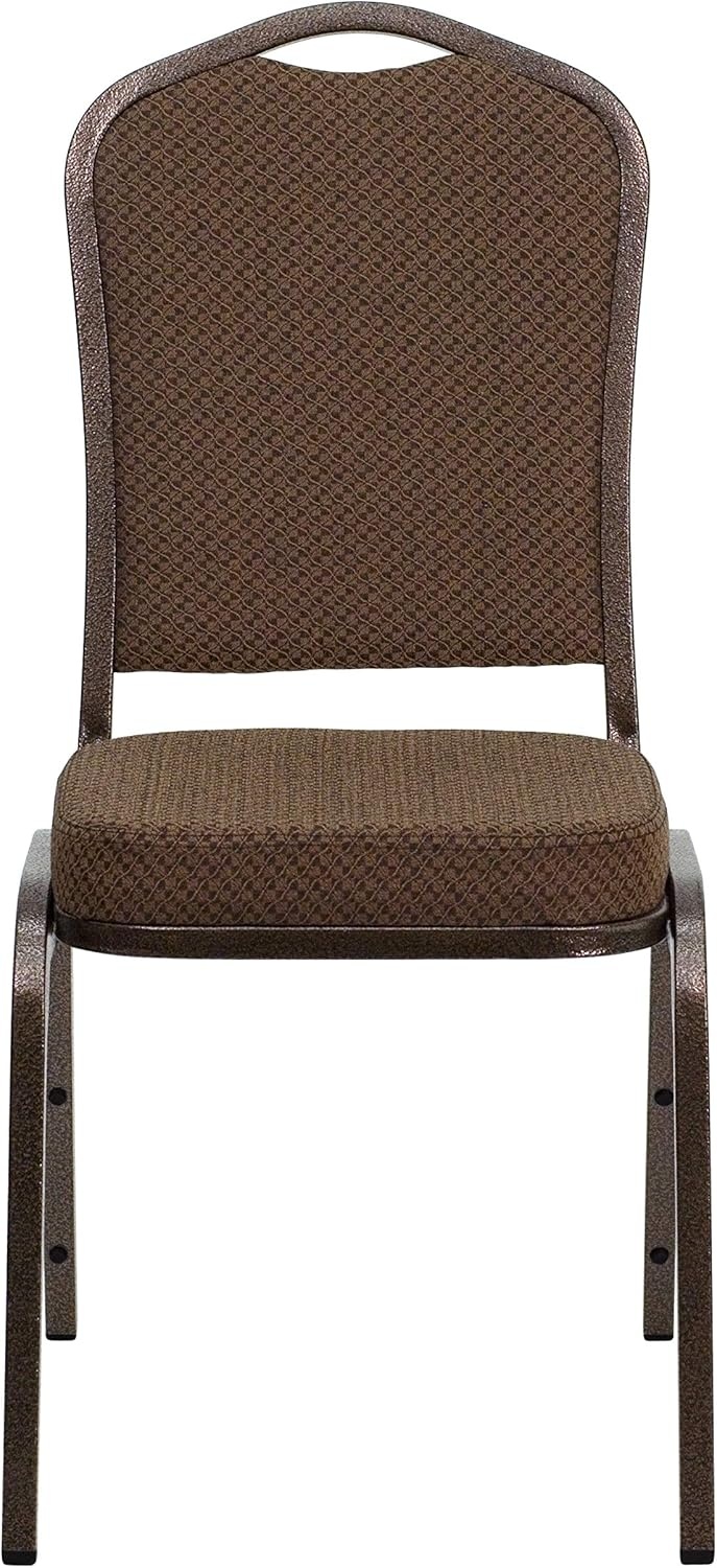 image:imageFlash Furniture HERCULES Series Crown Back Stacking Banquet Chair in Gray Fabric Silver Vein FrameBrown Patterned FabricCopper Vein Frame